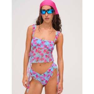 For Love & Lemons Floral Stems Ruffle Tankini S / Blue